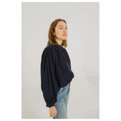 Clearance Sacrécoeur Blouse Giannita Velours Milleraies | Bleu marine