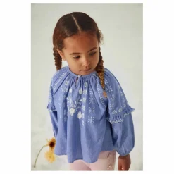 New Louise Misha Blouse Irisa Chambray Coton Bio | Bleu