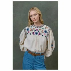 Louise Misha Blouse Izza Double Gaze de Coton Bio - Collection Femme | Crème