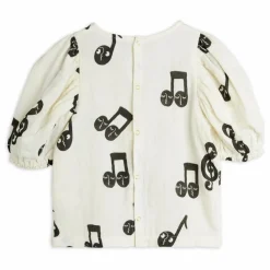 Mini Rodini Blouse Notes Gaze de Coton Bio | Blanc Discount