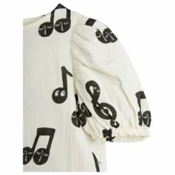 Mini Rodini Blouse Notes Gaze de Coton Bio | Blanc Discount