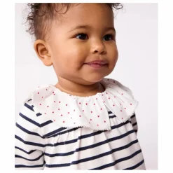 Petit Bateau Blouses, T-Shirts|Blouse Rayée Col Cœurs Coton Bio |