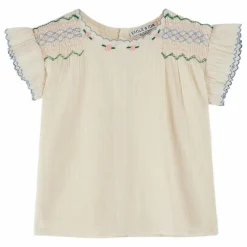 Online Emile et Ida Blouse Smocke Brodée Main | Ecru