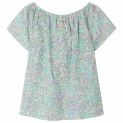 Bonpoint Blouse Smockée Grenade Liberty Coton Bio | Vert d'eau Clearance