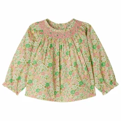 Bonpoint Blouses, T-Shirts|Blouse Smockée Griotte Liberty Coton Bio |