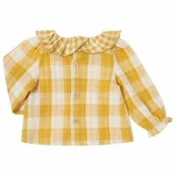 Clearance Tocoto Vintage Blouse Vichy Baby | Jaune moutarde