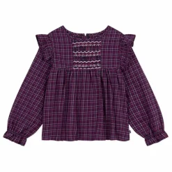 Enfant Petit Bateau Blouses, T-Shirts|Blouse Volants Carreaux Coton Bio |