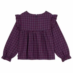 Enfant Petit Bateau Blouses, T-Shirts|Blouse Volants Carreaux Coton Bio |