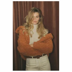 Hot Alma Deia Blouson boutonné en sherpa boxy | Brique