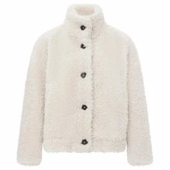 Alma Deia Blouson bouttoné en sherpa boxy | Blanc cassé Online
