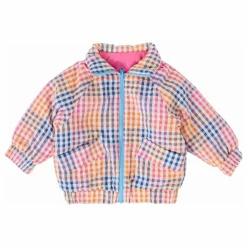 Goldie + Ace Blouson Réversible Rainbow Gingham | Rose Hot