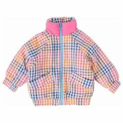 Goldie + Ace Blouson Réversible Rainbow Gingham | Rose Hot