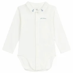 Petit Bateau Body Col Brodé Coton Bio | Bleu