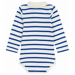 Discount Petit Bateau Body Col Polo Rayé Coton Bio | Ecru