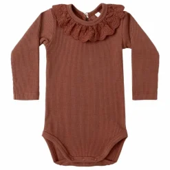 Quincy Mae Body Col Volants Maille | Rouge Brun Sale
