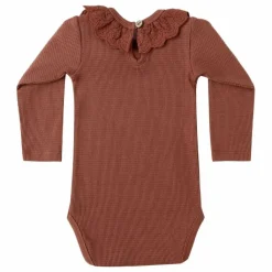 Quincy Mae Body Col Volants Maille | Rouge Brun Sale