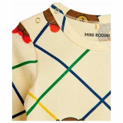 Mini Rodini Body Ours Carreaux Coton Bio | Ecru Discount
