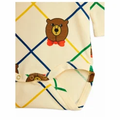 Mini Rodini Body Ours Carreaux Coton Bio | Ecru Discount