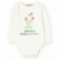 Outlet The Animals Observatory Body Wasp Fleurs Coton Bio | Blanc