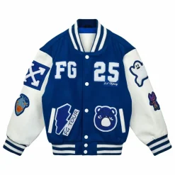 Enfant Fille Garçon Bomber Awesome Letterman à Ecussons Cuir |