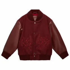 Enfant Fille Garçon Manteaux, Blousons|Manteaux, Blousons|Bomber Brodé Laine et Cuir |