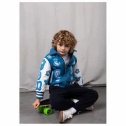 Best Fille Garçon Bomber Paisley Laine et Cuir | Bleu