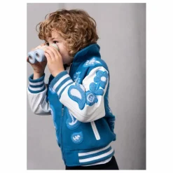 Best Fille Garçon Bomber Paisley Laine et Cuir | Bleu