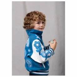 Best Fille Garçon Bomber Paisley Laine et Cuir | Bleu