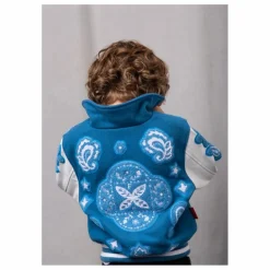 Best Fille Garçon Bomber Paisley Laine et Cuir | Bleu