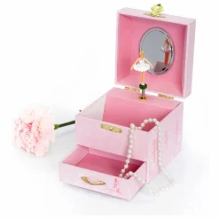 Trousselier Boîte à musique phosphorenscente Ballerine | Rose Hot