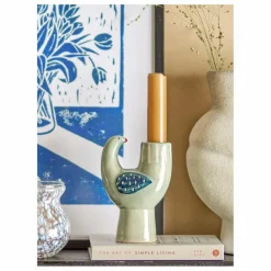 New Bloomingville Bougeoir oiseau en grès Trudy | Bleu Clair