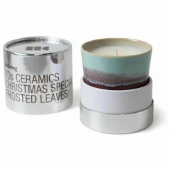 Homme HKliving Bougie en grès Frosted Leaves