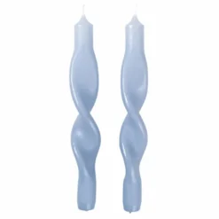 Broste Copenhagen Bougie torsadée Twist - Set de 2 | Bleu ciel Outlet