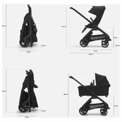 Clearance Bugaboo Dragonfly Poussette citadine complète châssis graphite | Gris chiné