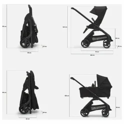 Bugaboo Dragonfly Poussette citadine complète châssis noir |