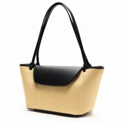 Elleme Cabas Courrier Raphia et Cuir | Naturel Sale