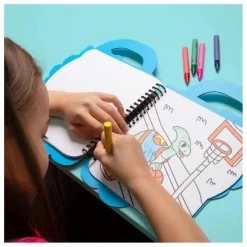 Omy Cahier de coloriage avec stickers Dino Bleu New