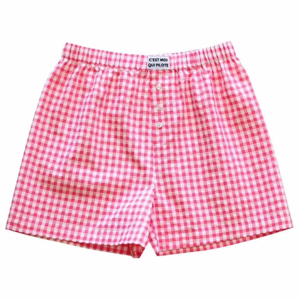 Femme C'est moi qui pilote Lingerie, Chaussettes|Caleçon Vichy |