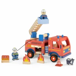 Moulin Roty Camion de pompier avec ses accessoires | Rouge