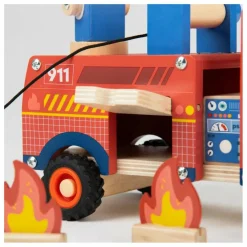 Moulin Roty Camion de pompier avec ses accessoires | Rouge
