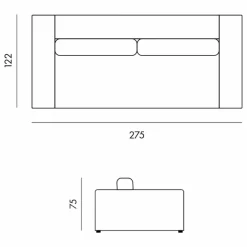 Panac Edition Canapé 4 places Bellechasse en coton et - 275 cm | Lin