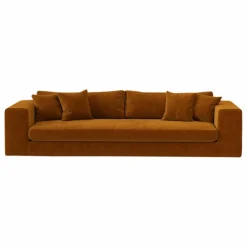 Panac Edition Canapé 4 places Bellechasse en velours gratté - 275 cm | Cognac Best