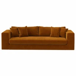 Panac Edition Canapé 3 places Bellechasse en velours gratté - 245 cm | Cognac
