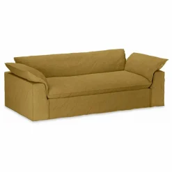 HKliving Canapé en lin 3 places Nomad | Ocre