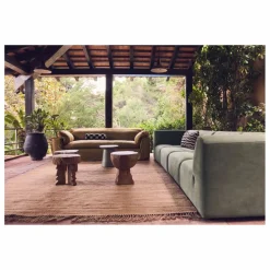 HKliving Canapé en lin 3 places Nomad | Ocre