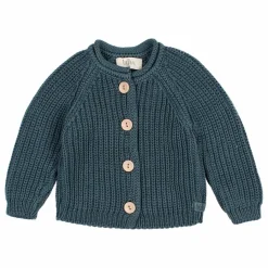 Búho Cardigan Bébé Coton Bio | Bleu canard Hot