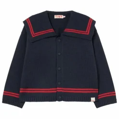 Enfant Tinycottons Cardigan Col Carré Rayé Laine |