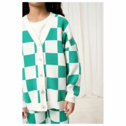 Maison Mangostan Cardigan Damier | Vert New