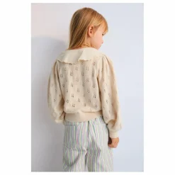 the new society Cardigan Fleurs Col Dentelle Marina Baby Coton Bio | Beige Best