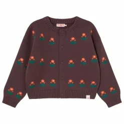 Clearance Tinycottons Cardigan Fleurs Laine | Marron